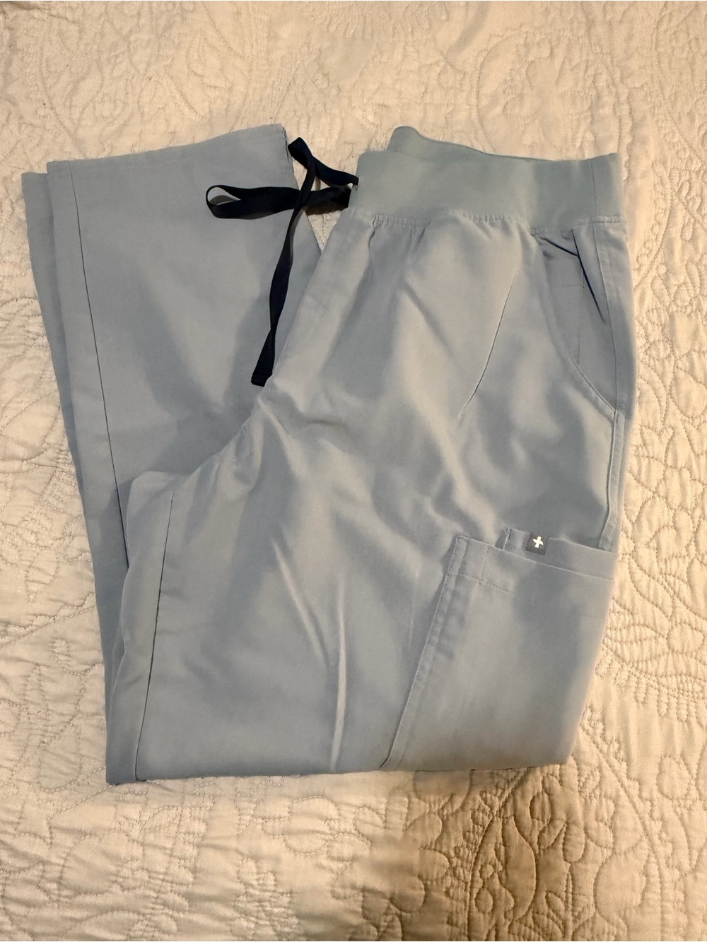 Figs Dusty Blue High Waisted yola skinny Scrub Pants